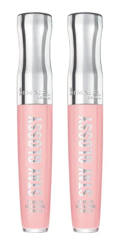Miniatura 30 de Rimmel Stay Glossy Brillo de labios - Fórmula ligera y no pegajosa para color y brillo de labios - 130 Blushing Belgraves,.18oz Belgraves sonrojados