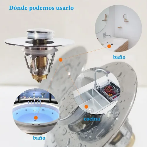 Miniatura 8 de QYHNYJF Tapón para fregadero de baño con recogedor de pelo, colador de drenaje universal desplegable para orificios de drenaje estándar de EE.UU.