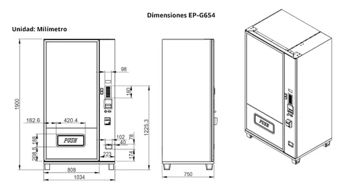 Miniatura 5 de Máquina expendedora grande de refrigerios EPEX con control de temperatura estratificado, negra EP-G654