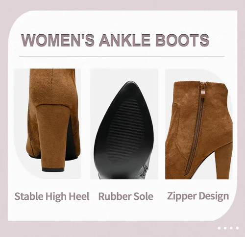 Miniatura 4 de Vepose Botas de tobillo 9633 para mujer, botas de tacón alto de aguja de moda, botas de vestir con punta de punta