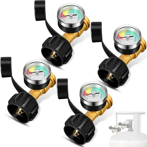 Paquete de 2 indicadores de nivel de propano mejorados con esfera codificada por colores para medidor de presión de gas de tanque de 5 a 40 libras