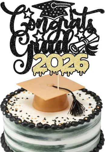 Miniatura 8 de Paquete de 24 adornos para cupcakes de clase 2026 con purpurina 2026 Felicidades Graduación Diploma Done Cupcake Picks 2026 Graduación Temática