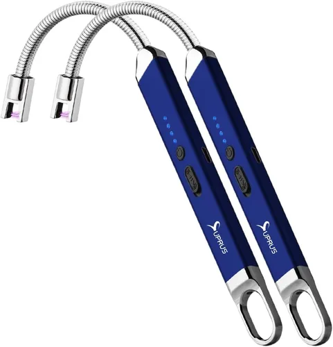 Miniatura 9 de SUPRUS Encendedor USB recargable de arco eléctrico con interruptor de seguridad, cuello flexible de 360°, parrilla sin llama, encendedores largos