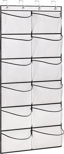 Miniatura 9 de KIMBORA 12 bolsillos grandes de malla sobre la puerta, organizador de zapatos para armario, zapatero colgante para puerta, zapatillas, Rosa