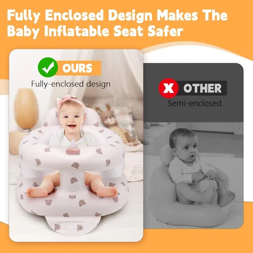 Miniatura 3 de Asiento de bebé inflable para bebés de 3 meses en adelante, asiento inflable de apoyo para bebé para sentarse, silla de bebé con bomba de aire