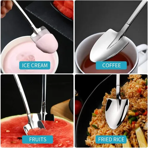 Miniatura 2 de Juego de cucharas de pala – 2 cucharas de postre de acero inoxidable para helado, café, té