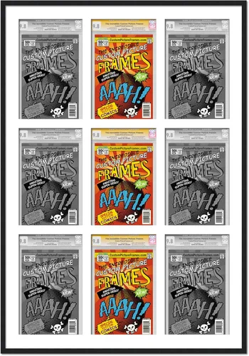 Miniatura 20 de Marco negro para cómics graduados Marco completo de cómics con paspartú de conservación negro y acrílico de grado UV Hecho para exhibir (6)