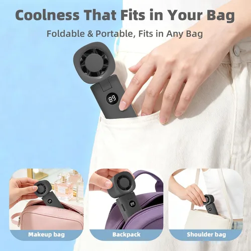 Miniatura 7 de Ventilador de mano personal, ventilador turbo portátil 3 en 1 de alta velocidad con viento de 5 engranajes, USB mini personal con batería recargable