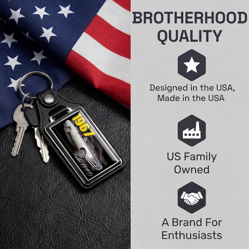 Miniatura 7 de Brotherhood 1965-1974 Compatible con Pontiac GTO Llavero para Hombre Llavero de Auto Resistente para Hombre y Mujer (1967)