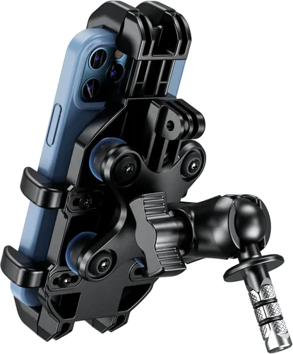 BRCOVAN Soporte para teléfono de horquilla de motocicleta con amortiguador de vibración, soporte para celular resistente para tubos de vástago de 12