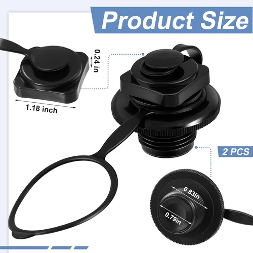 Miniatura 2 de Soaoo Inflatable Boat Air Valve Inflatable Boat Replacement Spiral Air Plugs One Way Inflation Replacement Screw for Raft Kayak Canoe Airbed Dinghy