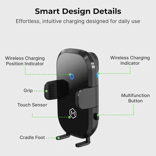 Miniatura 4 de Auto Scan - Cargador de coche inalámbrico rápido con ventosa ajustable multiángulo, carga inalámbrica de 15 W, escaneo automático, agarre ajustable