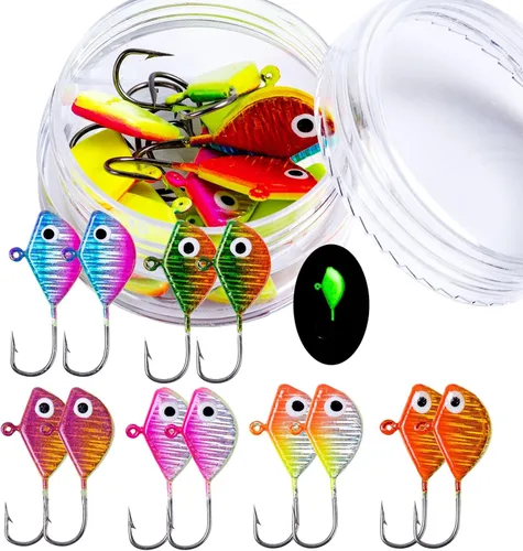 Goture Kit de plantillas de pesca en hielo - Señuelos de pesca en hielo, señuelos de jigging, plantillas para cangrejo, pez pan, lucioperca,