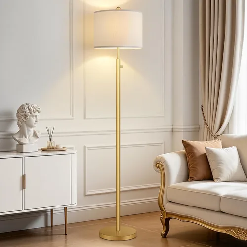 Miniatura 9 de 【Actualizado】Lámparas de pie doradas regulables para sala de estar, bombilla LED de 11 W incluida, lámpara de pie moderna con base de mármol, luz