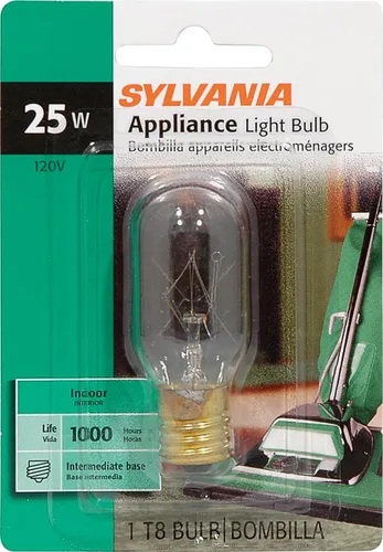 Miniatura 2 de Sylvania - Bombilla incandescente T8 de 25 vatios para electrodomésticos, bombilla incandescente para refrigerador y microondas, base intermedia E17