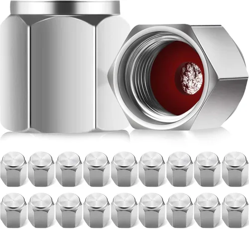 Mudder 20 Tapas de Válvula de Neumático, Tapas de Vástago de Válvula de Aluminio en Forma Hexagonal con Sello de Junta Tórica de Goma, Cubiertas de