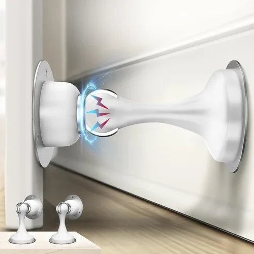 Miniatura 17 de Tope magnético para puerta, de acero inoxidable, con bloqueo magnético, cinta adhesiva de doble cara 3M, sin perforaciones, tornillos para un