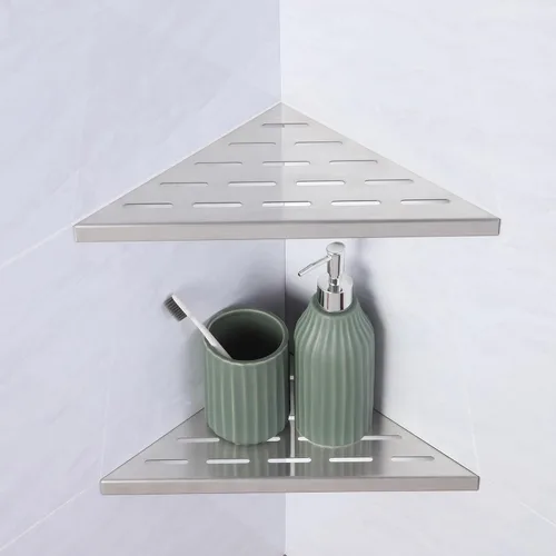 Miniatura 9 de Estante de ducha esquinero de 10 pulgadas, 1 estante de baño para paredes de azulejos, estante de ducha empotrado de acero inoxidable SUS304