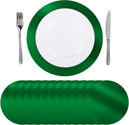 Miniatura 12 de SHACOS 50 manteles individuales redondos negros, manteles individuales de papel de 13 pulgadas desechables para mesa de comedor, platos de carga