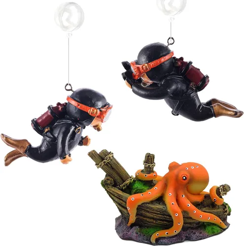 Miniatura 5 de ¡Aventura! Lindas decoraciones de pecera, paquete de 3 unidades de decoración flotante para acuario, divertida decoración de pecera, adorno retro