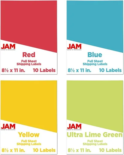 Miniatura 113 de JAM PAPER Etiquetas de envío de hoja completa - Papel adhesivo imprimible - 8 1/2 x 11 - Amarillo - 10 páginas completas/paquete