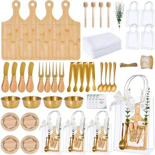 Miniatura 14 de Premios de baby shower para ganadores del juego, tablero de queso, juego de utensilios de cocina de acero inoxidable, toalla de agradecimiento