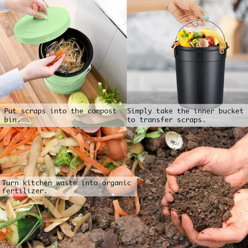 Miniatura 5 de Contenedor de Compost, LALASTAR Contenedor de Compostaje para Encimera con Tapa, Contenedor de Compost de Cocina, Cubo de Compost Sin Olor para Verde