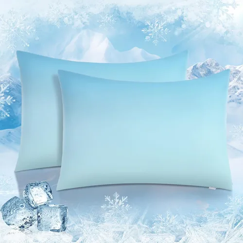 Miniatura 10 de LUXEAR Fundas de almohada refrescantes tamaño King, paquete de 2 fundas de almohada Arc-Chill Cool con diseño de doble cara [Refrescante y algodón]
