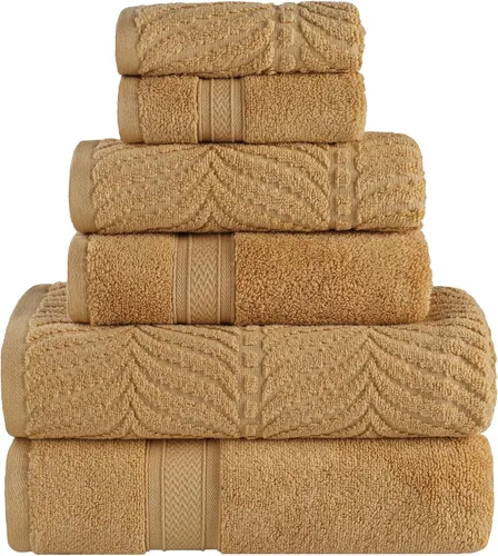Miniatura 90 de Superior Juego de toallas surtidas de algodón Chevron de 12 piezas, cero torsión, secado rápido, artículos esenciales para el hogar, ducha, spa