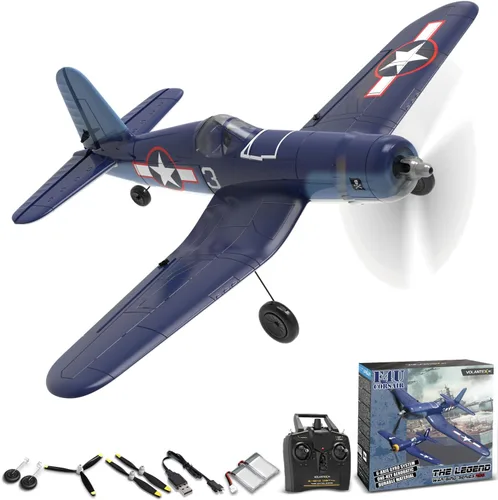 VOLANTEXRC Avión RC para principiantes, Avión RC WWII de 4 canales F4U Corsair con aileron, Avión de control remoto de 2.4Ghz con sistema de
