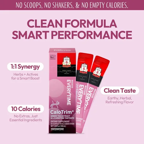 Miniatura 5 de JUNG KWAN JANG Everytime CaloTrim - Paquetes de bebida energética de hierbas Intra Workout con ginseng rojo coreano, tartrato de L-carnitina y té