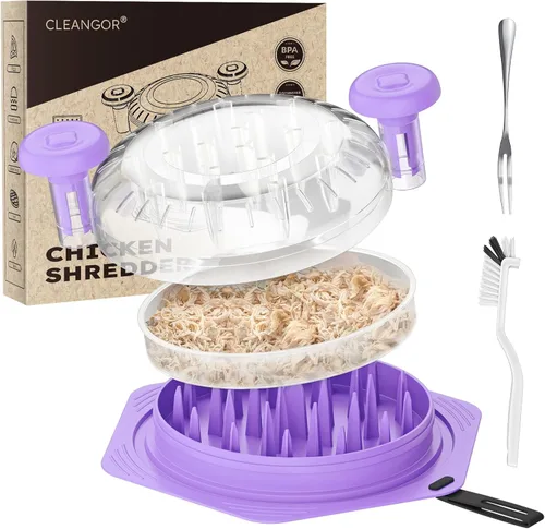 Miniatura 19 de Cleangor Trituradora de pollo, grande, sin BPA, con mango ergonómico, herramienta trituradora de alimentos antideslizante para cerdo, carne de res