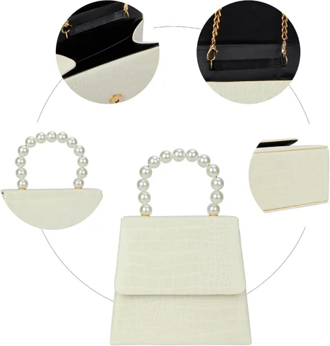 Miniatura 4 de Evening Handbag for Women - Synthetic Pearl Top Handle Crossbody Bag Clutch Purses Prom Party Dinner Accessories