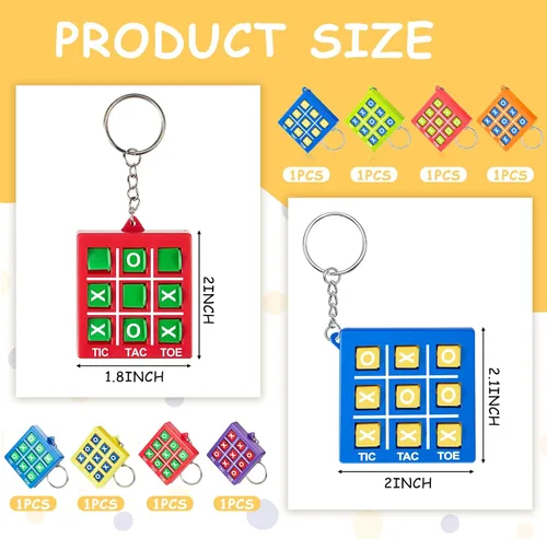 Miniatura 2 de Hicarer 8 llaveros de fiesta de Tic Tac Toe para fiestas de cumpleaños a granel, regalos de fin de año para estudiantes, niños de 8 a 12 años
