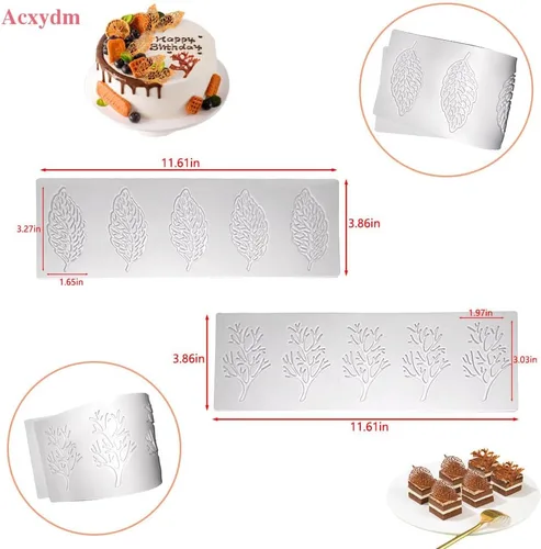 Miniatura 5 de 5 moldes de hojas de silicona, moldes de silicona para hornear Acxydm Tuile, juego de moldes de chocolate para fondant con molde de hojas de Molde
