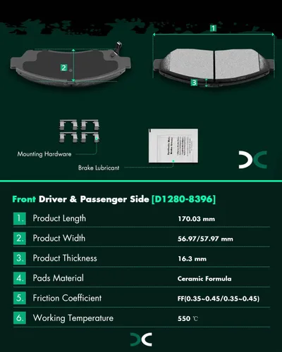 Miniatura 8 de SCITOO Rotores de disco D/S delanteros de 12.99 pulgadas y traseros de 13.14 pulgadas + pastillas de freno de cerámica de repuesto para Acura MDX
