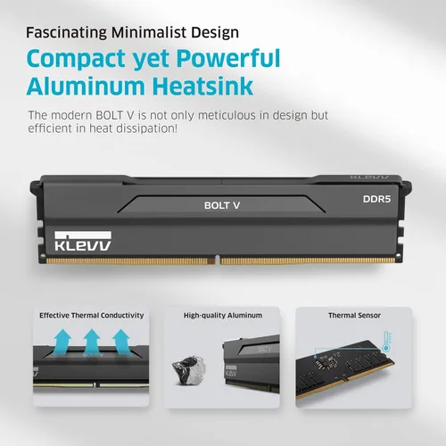 Miniatura 3 de KLEVV Bolt V DDR5 32 GB (2x16 GB) 6000 MHz CL28 SK Hynix A-Die 1.35V Memoria RAM de escritorio para juegos XMP 3.0 / AMD Expo Ready
