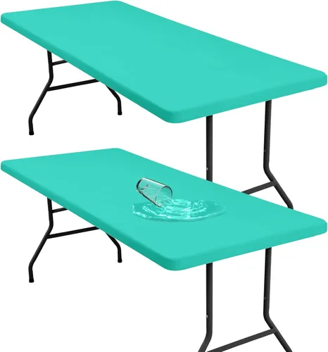 Miniatura 17 de homing Mantel rectangular elástico ajustable de 4 pies, funda de tela impermeable, mantel de poliéster lavable para cenas, fiestas, otoño