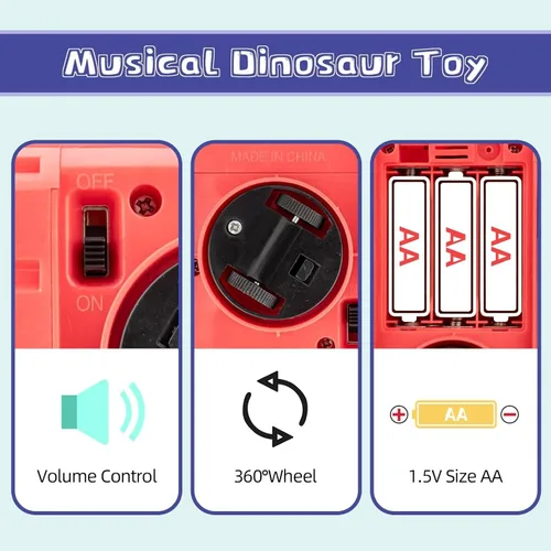 Miniatura 4 de Juguetes para bebés de 1 año de edad, dinosaurio musical para gatear, juguetes de desarrollo con sonidos y luces, regalos ideales para bebés de 6 a