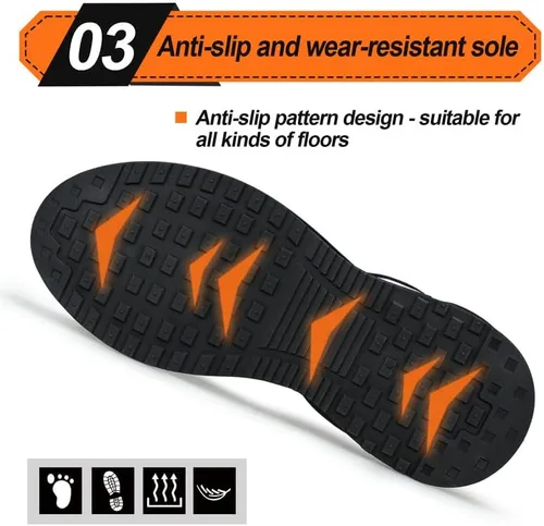 Miniatura 4 de Zapatos deportivos con punta de acero para hombre, zapatos ligeros para hombre, zapatos de trabajo cómodos, zapatos de seguridad con amortiguación