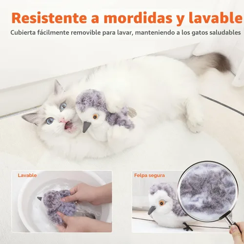 Miniatura 4 de Potaroma Juguetes para Gatos Ave Flapping (No Vuela), Canturreo Realista de Andarríos, Juguete Interactivo para Gatito Recargable Activado por