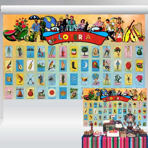 Decoraciones de fiesta de bingo mexicano, fondo de juego de bingo mexicano para estudio fotográfico, suministros de fiesta de estilo vintage para