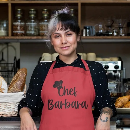 Miniatura 3 de ROKO CLOTHING Delantal de chef personalizado, diseño personalizado, delantal de cocina con dos bolsillos y correa ajustable para mujeres y hombres