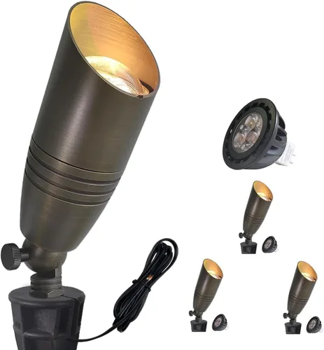 Miniatura 19 de COLOER Foco de paisaje de latón de bajo voltaje (negro) paquete de 1 con carcasa de aluminio de 5 W, foco LED MR16 2700K 450LM CRI85+, iluminación