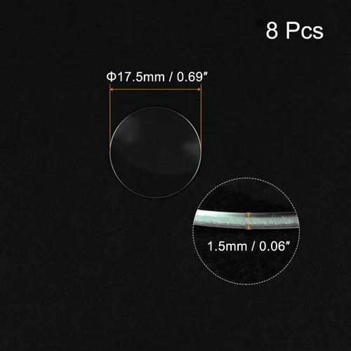Miniatura 2 de uxcell Paquete de 8 lentes de cristal de 0.689 in de diámetro para reloj, cúpula única, redonda, grosor de borde de 0.059 in para reparación