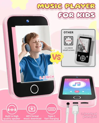 Miniatura 6 de Teléfono inteligente para niños para niñas, teléfono con pantalla táctil mejorada de 3.5 pulgadas para niños de 3 a 8 años, regalos de cumpleaños