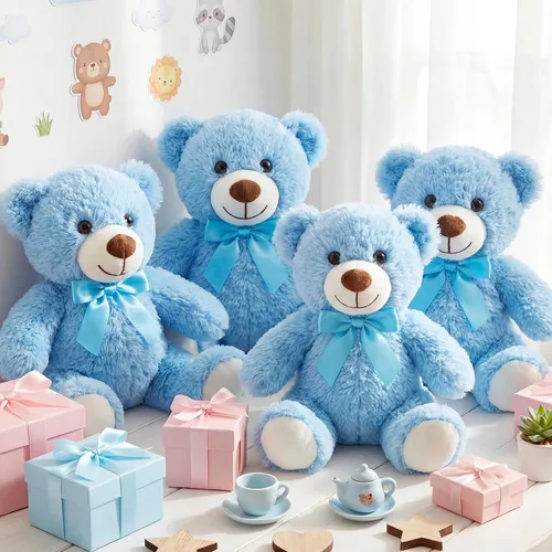 Civaner Paquete de 4 osos de peluche de 14 pulgadas, lindos osos suaves, regalos a granel para mujeres, mejores amigas y novias (azul)