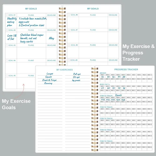 Miniatura 4 de Diario de fitness simplificado para mujeres y hombres, diario/planificador de entrenamiento A5, libro de registro de ejercicio diario para pérdida