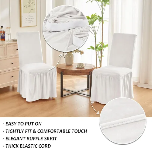 Miniatura 4 de NICEEC Fundas de silla de elastano para sillas de comedor, juego de 6 fundas de sillas de comedor extraíbles con falda, fundas de silla de comedor