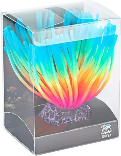 Miniatura 6 de Uniclife Bola de erizo de mar azul iridiscente de imitación para acuario, adorno de silicona artificial con efecto brillante para decoración